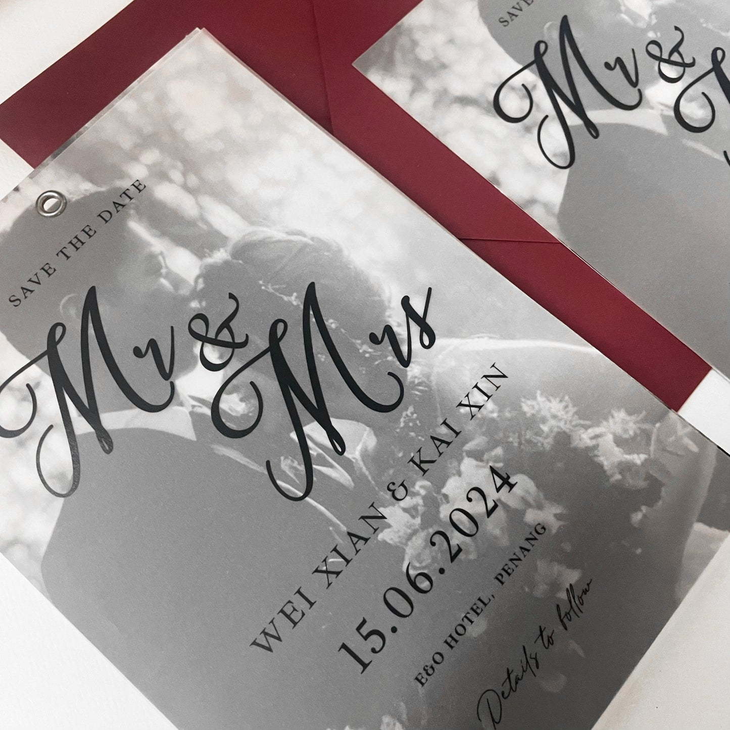 Vellum Wedding Invitation B/W